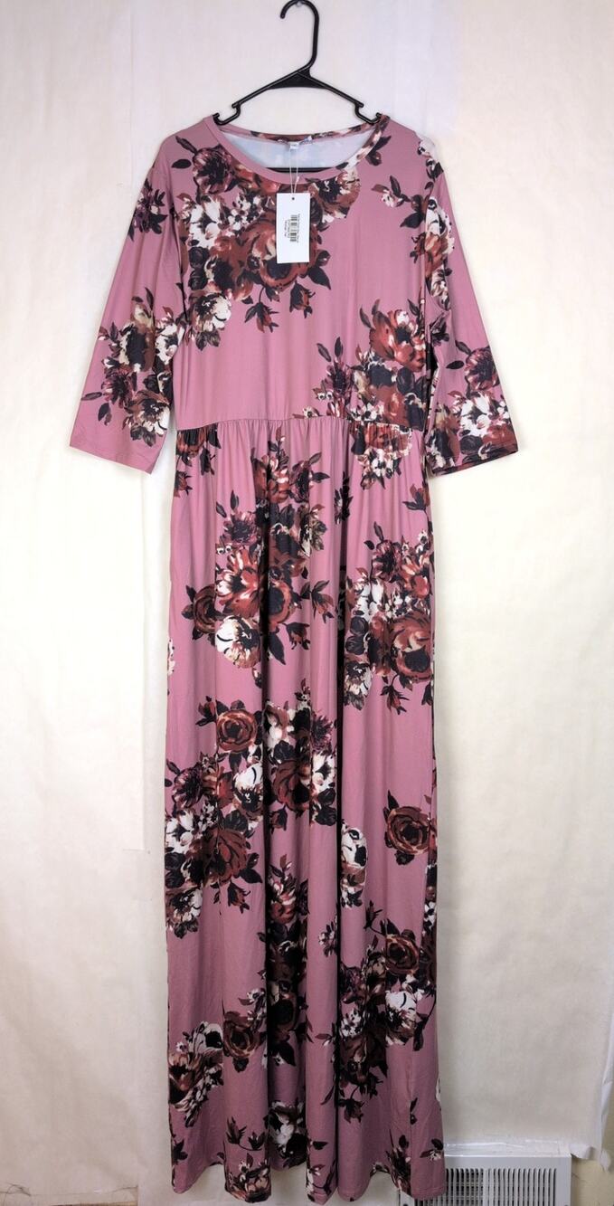 New Hazel Blues Sienna mauve floral maxi dress Size 1XL Tall Boho Cottagecore